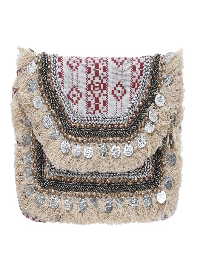 iinfinize Vintage Cotton Boho Handbag For Women Designer Clutch with Long Chain Strap - Image 1
